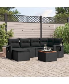 vidaXL 7-częściowy zestaw wypoczynkowy do ogrodu, z poduszkami, czarny Dārza mēbeļu komplekti