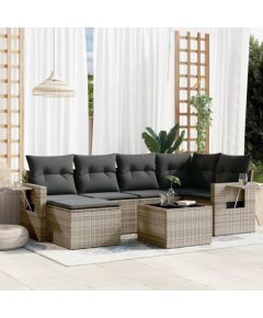 vidaXL 7-częściowy zestaw wypoczynkowy do ogrodu, z poduszkami, szary Dārza mēbeļu komplekti