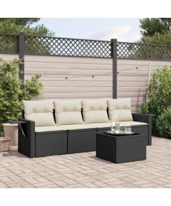 vidaXL 5-częściowy zestaw wypoczynkowy do ogrodu, poduszki, czarny rattan PE Dārza mēbeļu komplekti