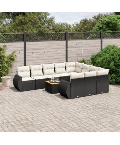 vidaXL 11-częściowy zestaw wypoczynkowy do ogrodu, poduszki czarny rattan PE Dārza mēbeļu komplekti