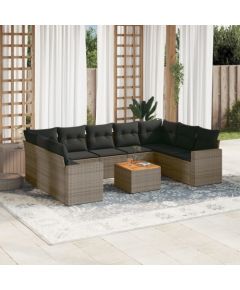 vidaXL 10-częściowy zestaw wypoczynkowy do ogrodu, z poduszkami, szary Dārza mēbeļu komplekti