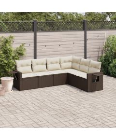 vidaXL vidaXL 6-cz. zestaw wypoczynkowy do ogrodu, z poduszkami, brązowy Dārza mēbeļu komplekti