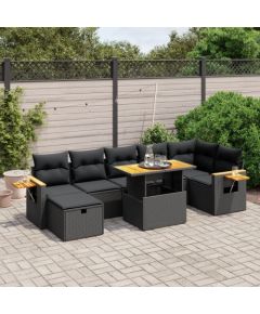 vidaXL vidaXL 8-cz. zestaw wypoczynkowy do ogrodu, z poduszkami, czarny Dārza mēbeļu komplekti