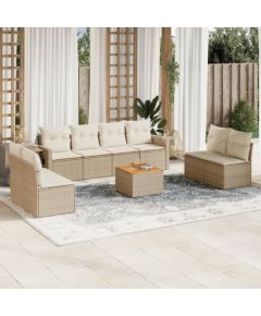 vidaXL 9-częściowy zestaw mebli ogrodowych z poduszkami, beżowy, polirattan Dārza mēbeļu komplekti