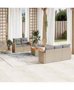 vidaXL 6-częściowy zestaw mebli ogrodowych z poduszkami, beżowy, polirattan Dārza mēbeļu komplekti