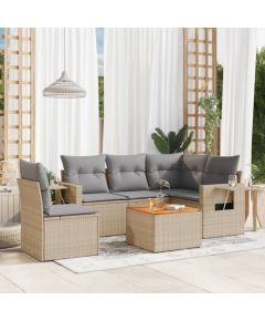 vidaXL 6-częściowy zestaw mebli ogrodowych z poduszkami, beżowy, polirattan Dārza mēbeļu komplekti