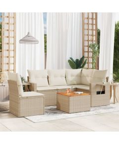 vidaXL 6-częściowy zestaw mebli ogrodowych z poduszkami, beżowy, polirattan Dārza mēbeļu komplekti