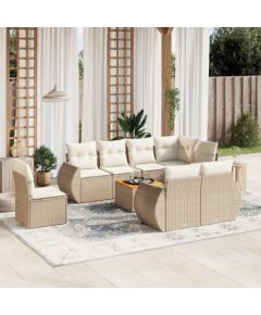 vidaXL 9-częściowy zestaw mebli ogrodowych z poduszkami, beżowy, polirattan Dārza mēbeļu komplekti