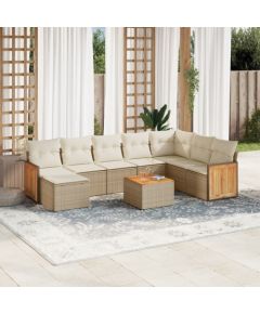 vidaXL 9-częściowy zestaw mebli ogrodowych z poduszkami, beżowy, polirattan Dārza mēbeļu komplekti