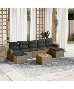 vidaXL 8-częściowy zestaw mebli ogrodowych z poduszkami, szary, polirattan Dārza mēbeļu komplekti