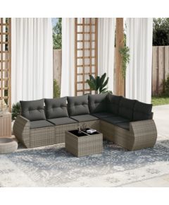 vidaXL 7-częściowy zestaw wypoczynkowy do ogrodu, z poduszkami, szary Dārza mēbeļu komplekti