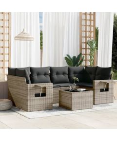 vidaXL 7-częściowy zestaw wypoczynkowy do ogrodu, z poduszkami, szary Dārza mēbeļu komplekti