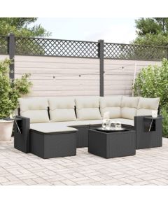 vidaXL 7-częściowy zestaw wypoczynkowy do ogrodu, z poduszkami, czarny Dārza mēbeļu komplekti