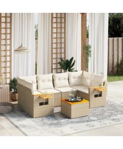 vidaXL 7-częściowy zestaw wypoczynkowy do ogrodu, z poduszkami, beżowy Dārza mēbeļu komplekti