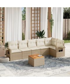 vidaXL 7-częściowy zestaw wypoczynkowy do ogrodu, z poduszkami, beżowy Dārza mēbeļu komplekti