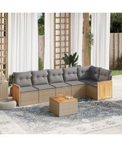 vidaXL 7-częściowy zestaw wypoczynkowy do ogrodu, z poduszkami, beżowy Dārza mēbeļu komplekti