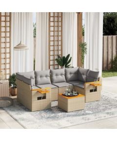 vidaXL 7-częściowy zestaw wypoczynkowy do ogrodu, z poduszkami, beżowy Dārza mēbeļu komplekti