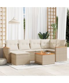 vidaXL 7-częściowy zestaw wypoczynkowy do ogrodu, z poduszkami, beżowy Dārza mēbeļu komplekti