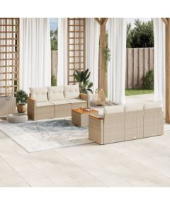 vidaXL 7-częściowy zestaw wypoczynkowy do ogrodu, z poduszkami, beżowy Dārza mēbeļu komplekti