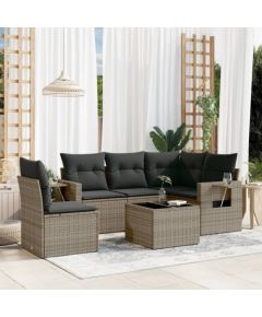 vidaXL 6-częściowy zestaw mebli ogrodowych z poduszkami, szary, polirattan Dārza mēbeļu komplekti