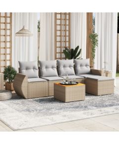 vidaXL 6-częściowy zestaw mebli ogrodowych z poduszkami, beżowy, polirattan Dārza mēbeļu komplekti