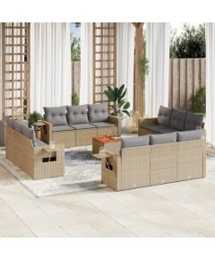 vidaXL 13-częściowy zestaw mebli ogrodowych z poduszkami, mieszany beż Dārza mēbeļu komplekti