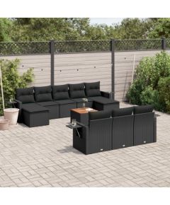 vidaXL 11-częściowy zestaw wypoczynkowy do ogrodu, poduszki czarny rattan PE Dārza mēbeļu komplekti