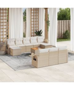 vidaXL 11-częściowy zestaw mebli ogrodowych z poduszkami, beżowy, polirattan Dārza mēbeļu komplekti