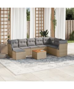 vidaXL 9-częsciowy zestaw mebli ogrodowych z poduszkami, mieszany beż Dārza mēbeļu komplekti