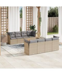 vidaXL 9-częsciowy zestaw mebli ogrodowych z poduszkami, mieszany beż Dārza mēbeļu komplekti