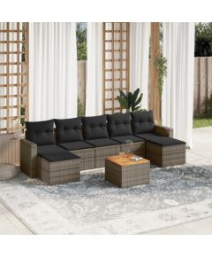 vidaXL 8-częsciowy zestaw mebli ogrodowych z poduszkami, szary, polirattan Dārza mēbeļu komplekti