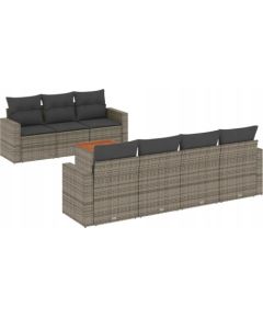 vidaXL 8-częsciowy zestaw mebli ogrodowych z poduszkami, szary, polirattan Dārza mēbeļu komplekti