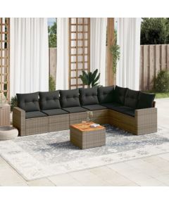 vidaXL 8-częsciowy zestaw mebli ogrodowych z poduszkami, szary, polirattan Dārza mēbeļu komplekti