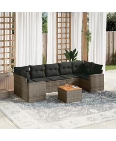 vidaXL 8-częsciowy zestaw mebli ogrodowych z poduszkami, szary, polirattan Dārza mēbeļu komplekti