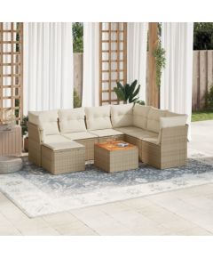 vidaXL 8-częsciowy zestaw mebli ogrodowych z poduszkami, beżowy, polirattan Dārza mēbeļu komplekti