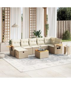 vidaXL 8-częsciowy zestaw mebli ogrodowych z poduszkami, beżowy, polirattan Dārza mēbeļu komplekti