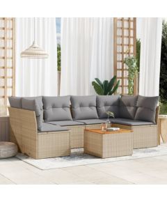 vidaXL 7-częsciowy zestaw mebli ogrodowych z poduszkami, mieszany beż Dārza mēbeļu komplekti