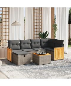 vidaXL 7-częsciowy zestaw wypoczynkowy do ogrodu, z poduszkami, szary Dārza mēbeļu komplekti