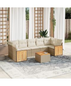 vidaXL 8-częsciowy zestaw mebli ogrodowych z poduszkami, beżowy, polirattan Dārza mēbeļu komplekti