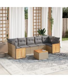 vidaXL 8-częsciowy zestaw mebli ogrodowych z poduszkami, beżowy, polirattan Dārza mēbeļu komplekti