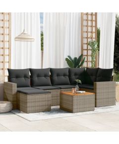 vidaXL 7-częsciowy zestaw wypoczynkowy do ogrodu, z poduszkami, szary Dārza mēbeļu komplekti