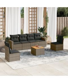 vidaXL 7-częsciowy zestaw wypoczynkowy do ogrodu, z poduszkami, szary Dārza mēbeļu komplekti