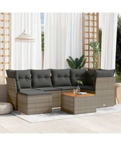 vidaXL 7-częsciowy zestaw wypoczynkowy do ogrodu, z poduszkami, szary Dārza mēbeļu komplekti