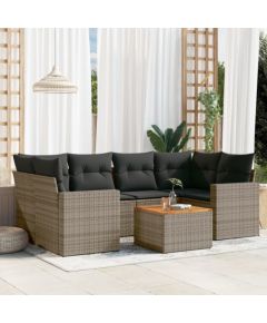 vidaXL 7-częsciowy zestaw wypoczynkowy do ogrodu, z poduszkami, szary Dārza mēbeļu komplekti