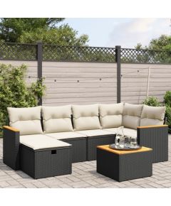 vidaXL 7-częsciowy zestaw wypoczynkowy do ogrodu, z poduszkami, czarny Dārza mēbeļu komplekti