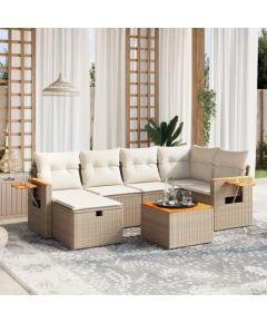 vidaXL 7-częsciowy zestaw wypoczynkowy do ogrodu, z poduszkami, beżowy Dārza mēbeļu komplekti