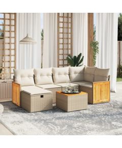 vidaXL 7-częsciowy zestaw wypoczynkowy do ogrodu, z poduszkami, beżowy Dārza mēbeļu komplekti