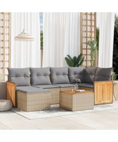 vidaXL 7-częsciowy zestaw wypoczynkowy do ogrodu, z poduszkami, beżowy Dārza mēbeļu komplekti