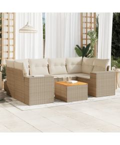 vidaXL 7-częsciowy zestaw wypoczynkowy do ogrodu, z poduszkami, beżowy Dārza mēbeļu komplekti