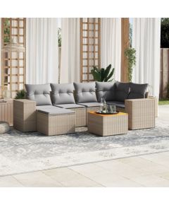 vidaXL 7-częsciowy zestaw wypoczynkowy do ogrodu, z poduszkami, beżowy Dārza mēbeļu komplekti